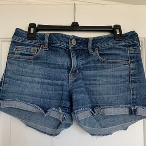 American Eagle jean booty shorts cuffed